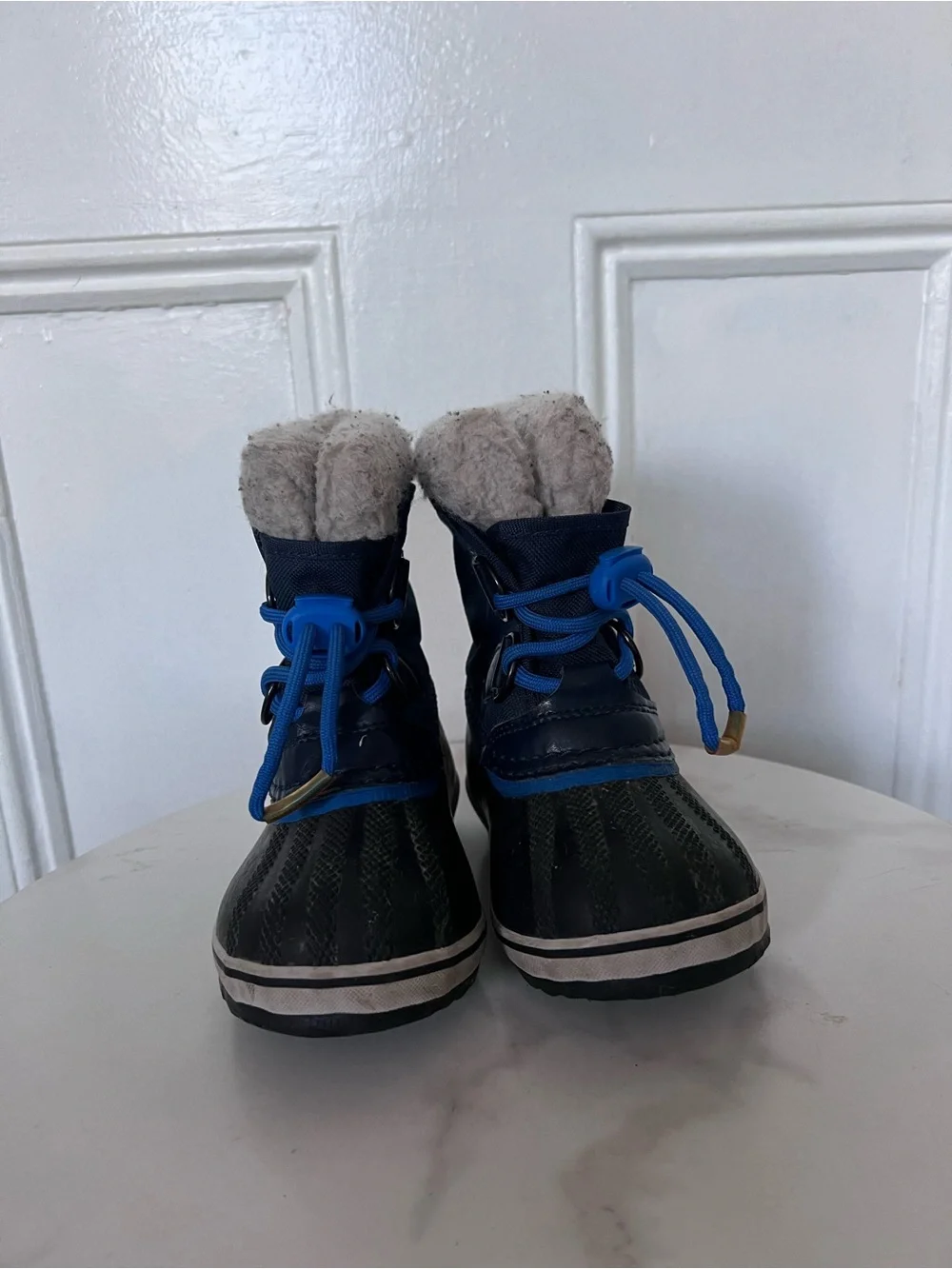 SOREL Kids Snow Boots Navy Blue Fleece Lined Waterproof Winter Duck Boots 8C